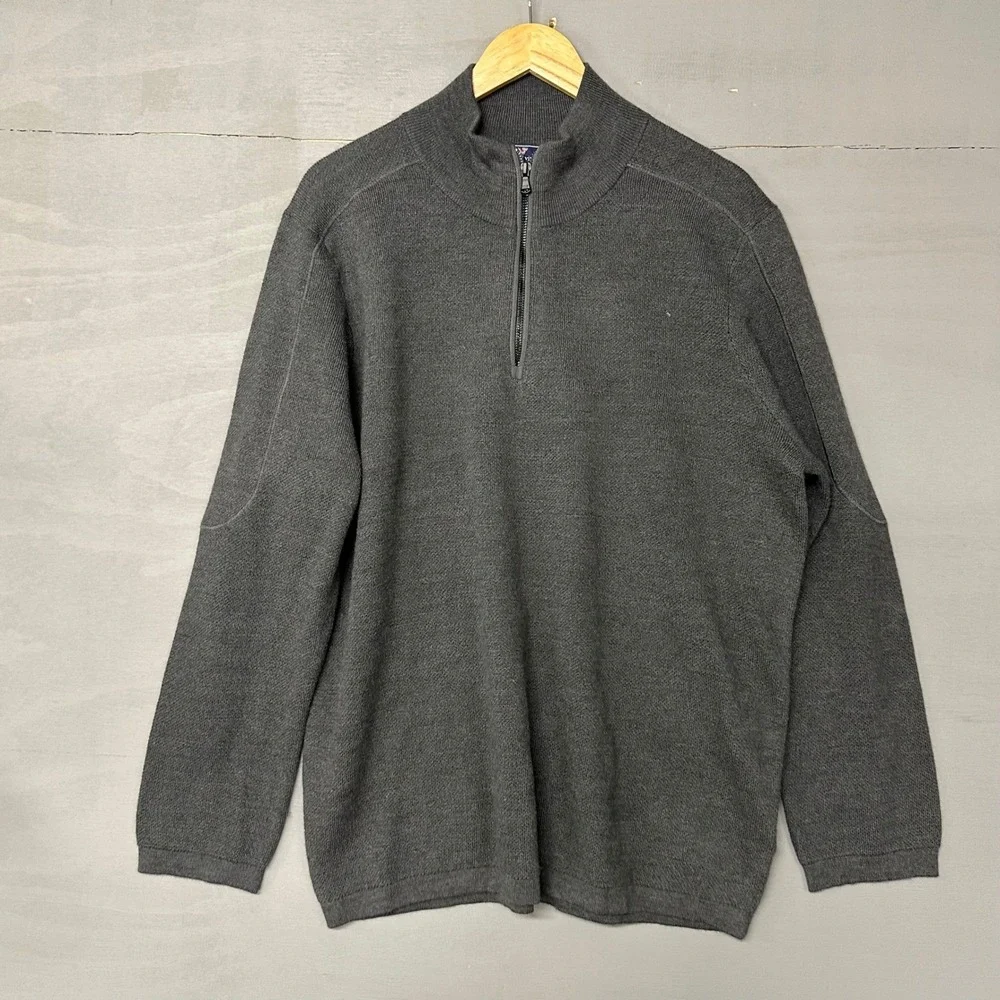 Vineyard Vines Quarter Zip Pullover Sweater‎ Mens XL Gray Heathered Knit